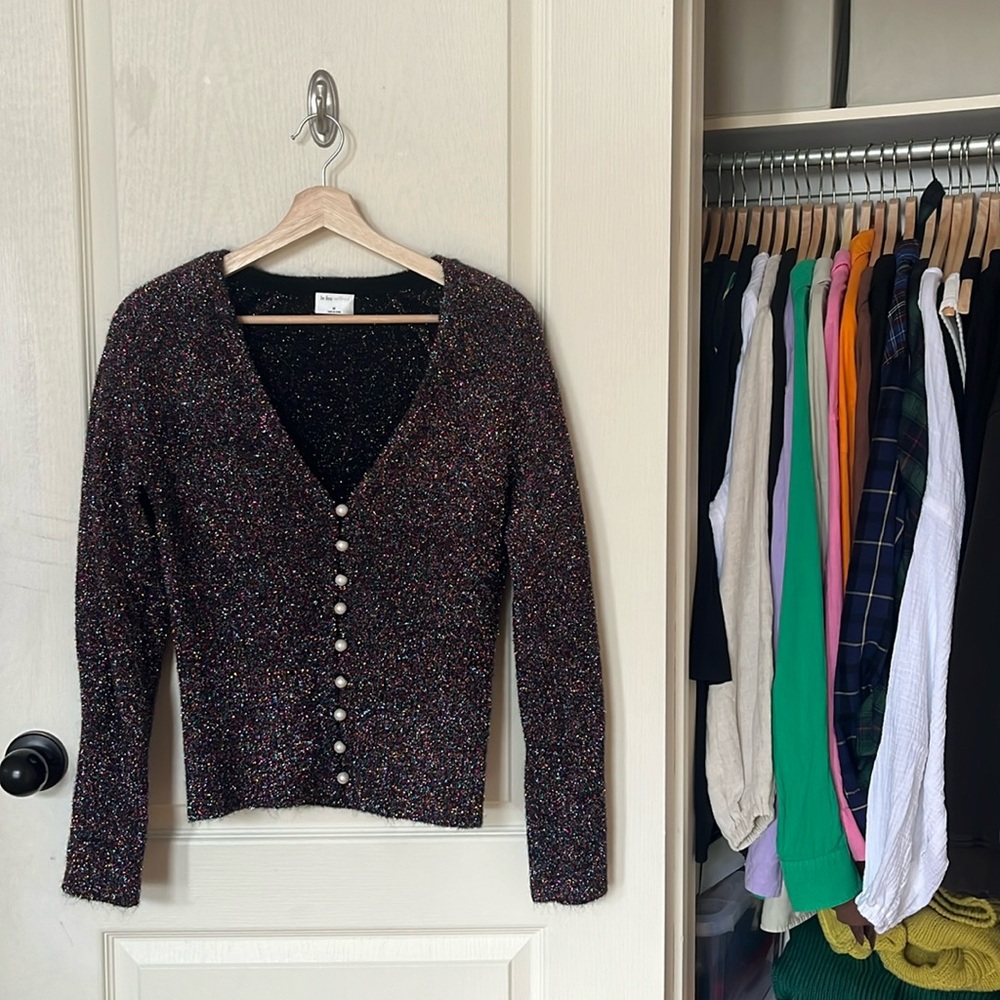 BNWOT aritzia Wilfred le fou tinsel pearl detailed cardigan in size M